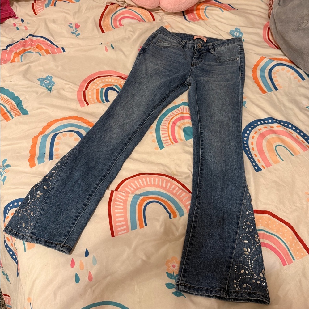 Squeeze Blue Flare Jeans with Embellishments